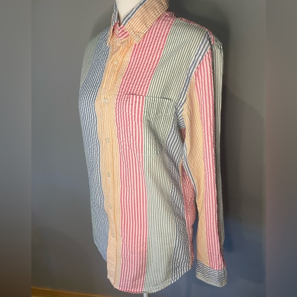 J.Crew Multicolor Striped Seersucker Button Down Shirt | Women’s Small - Picture 6 of 10